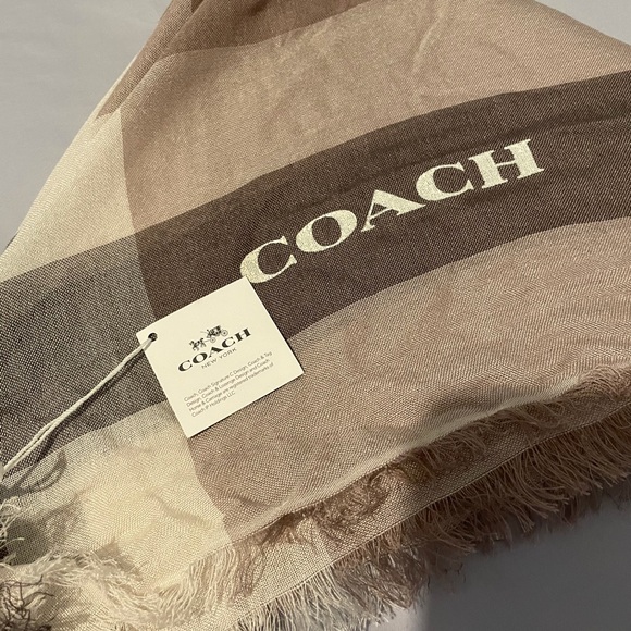 NWT Coach windowpane challis scarf 🧣 /wrap - Picture 8 of 11